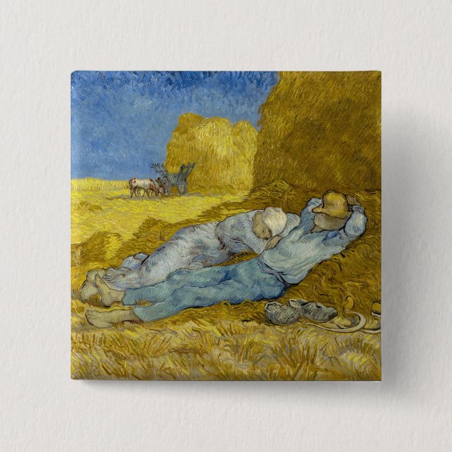 Vincent Van Gogh - Noon, Erholung aus der Arbeit / Button (Vorderseite)