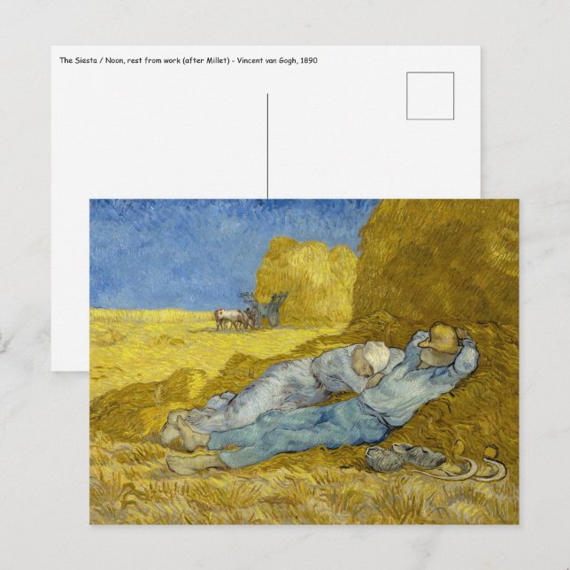 Vincent Van Gogh - Noon, Erholung aus der Arbeit / Postkarte (Vorne/Hinten)