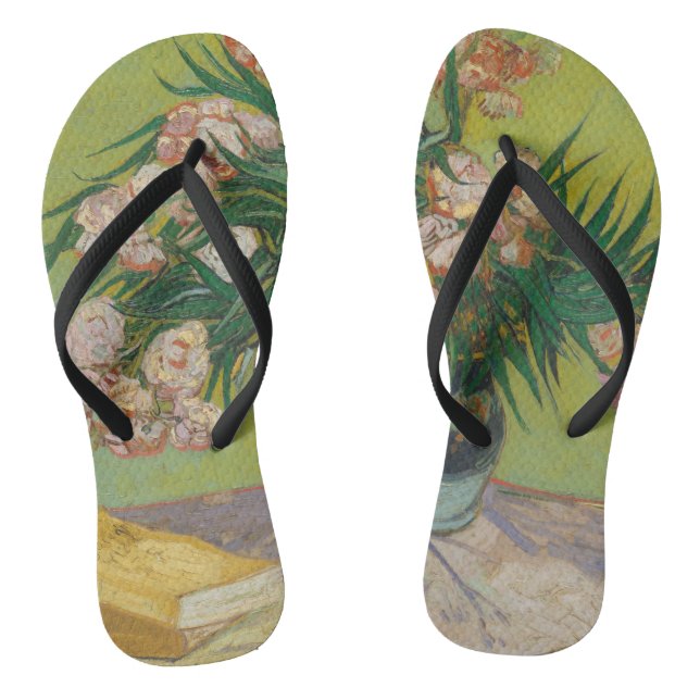 Vincent Van Gogh Oleander Blume Malerei Flip Flops (Fußbett)