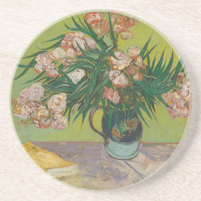Vincent Van Gogh Oleander Blume Malerei Getränkeuntersetzer (Vorne)