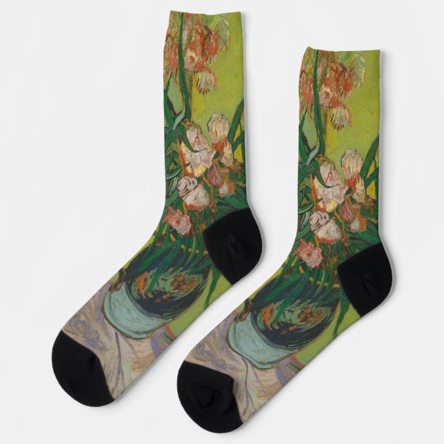 Vincent Van Gogh Oleander Blume Malerei Socken (Linkes Detail)