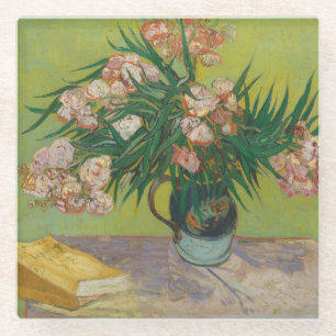 Vincent Van Gogh Oleander-Blumenmalerei Glasuntersetzer