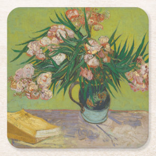 Vincent Van Gogh Oleander-Blumenmalerei Rechteckiger Pappuntersetzer