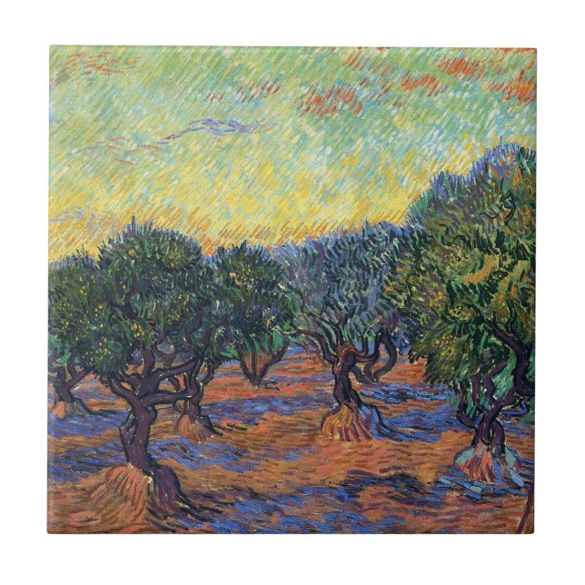 Vincent Van Gogh Olive Grove Impressionismus Art Fliese (Vorderseite)