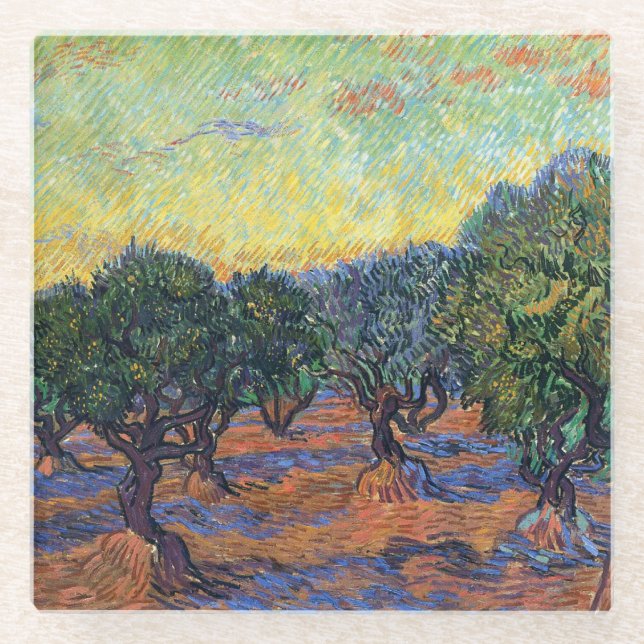 Vincent Van Gogh Olive Grove Impressionismus Art Glasuntersetzer (Vorderseite)