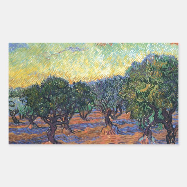 Vincent Van Gogh Olive Grove Impressionismus Art Rechteckiger Aufkleber (Vorderseite)