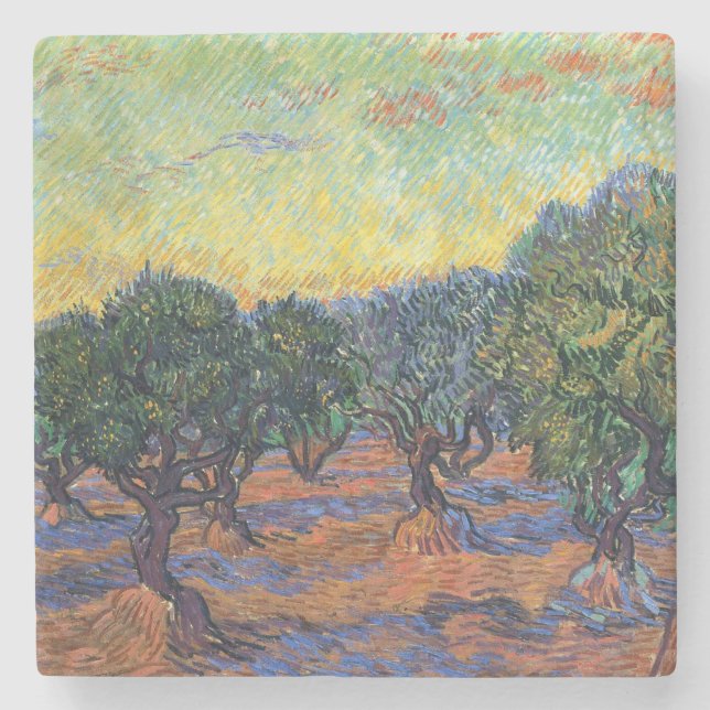 Vincent Van Gogh Olive Grove Impressionismus Art Steinuntersetzer (Vorderseite)