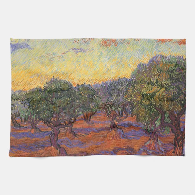 Vincent van Gogh - Olive Grove, Orange Sky Geschirrtuch (Horizontal)
