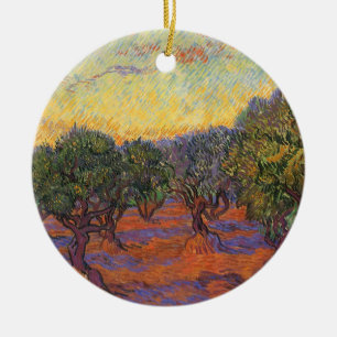 Vincent van Gogh - Olive Grove, Orange Sky Keramik Ornament