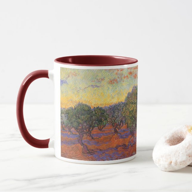 Vincent van Gogh - Olive Grove, Orange Sky Tasse (Mit Donut)