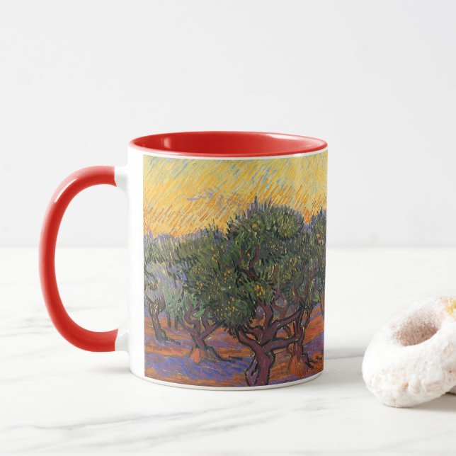 Vincent van Gogh - Olive Grove, Orange Sky Tasse (Mit Donut)