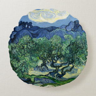 Vincent Van Gogh Olivenbäume Berglandschaft Rundes Kissen