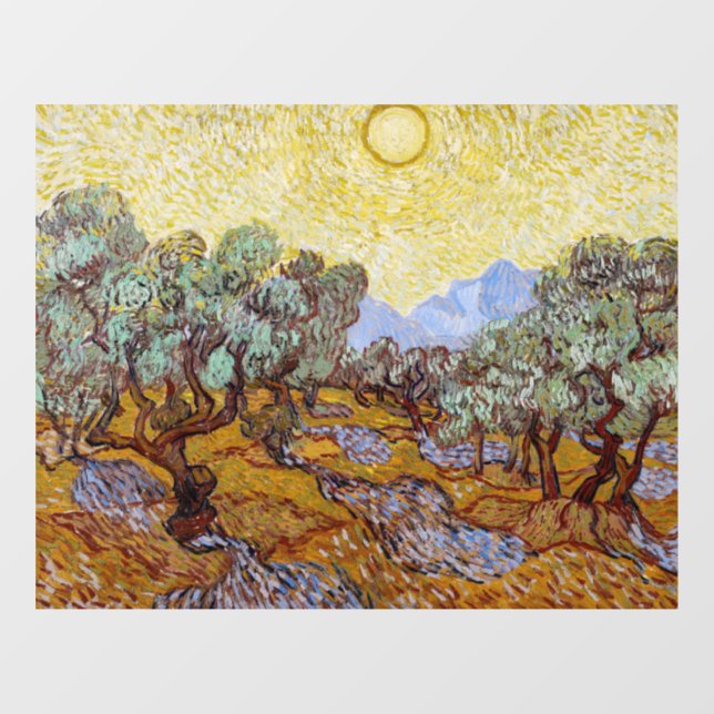 Vincent van Gogh - Olivenbäume, Gelber Himmel und  Fensteraufkleber (Blatt)
