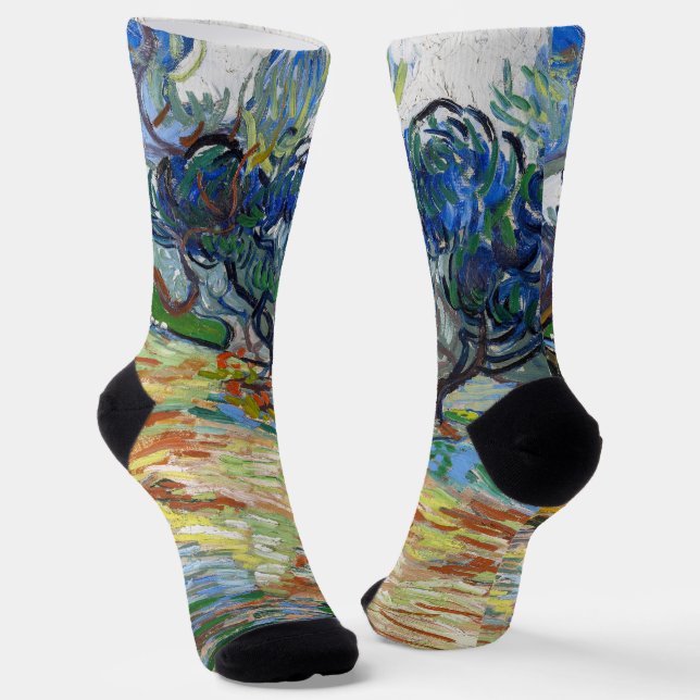 Vincent van Gogh - Olivenbäume: Hellblauer Himmel Socken (Gewinkelt)