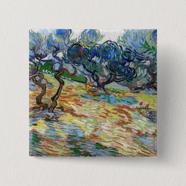 Vincent van Gogh - Olivenbäume: Helles blaues Himm Button (Vorderseite)