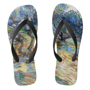 Vincent van Gogh - Olivenbäume: Helles blaues Himm Flip Flops
