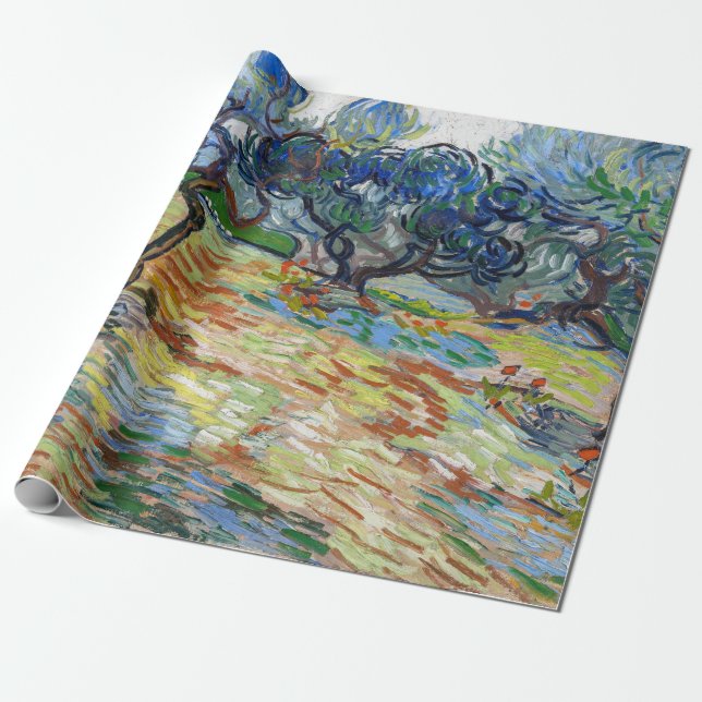 Vincent van Gogh - Olivenbäume: Helles blaues Himm Geschenkpapier (Ungerollt)
