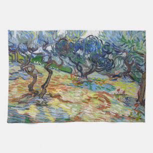 Vincent van Gogh - Olivenbäume: Helles blaues Himm Geschirrtuch