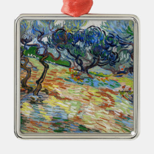 Vincent van Gogh - Olivenbäume: Helles blaues Himm Ornament Aus Metall