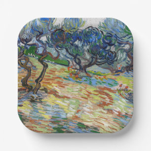 Vincent van Gogh - Olivenbäume: Helles blaues Himm Pappteller