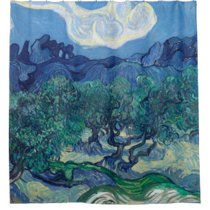 Vincent Van Gogh - Olivenbäume mit den Alpen Duschvorhang