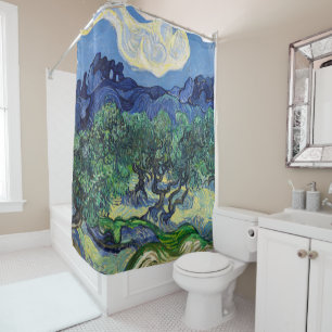 Vincent van Gogh - Olivenbäume mit den Alpen Duschvorhang