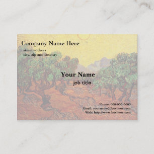 Vincent van Gogh, Olivenbäume mit gelbem Himmel un Visitenkarte