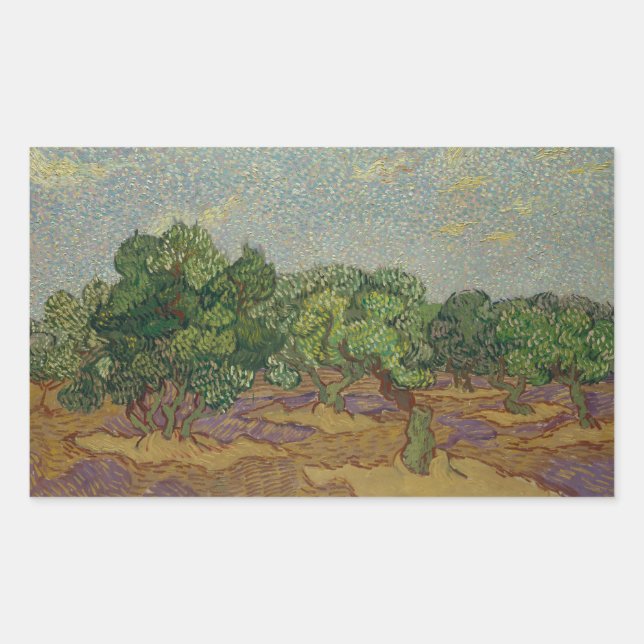 Vincent van Gogh - Olivenbäume Rechteckiger Aufkleber (Vorderseite)