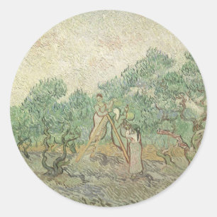 Vincent van Gogh - Olivenernte Runder Aufkleber