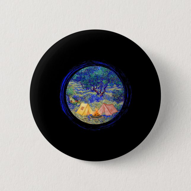 Vincent Van Gogh Olivenhain Camping Grafik Fo Button (Vorderseite)