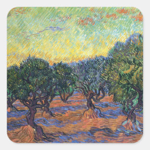 Vincent Van Gogh Olivenhain Impressionismus Kunst Quadratischer Aufkleber