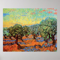 Vincent Van Gogh - Olivenhain mit orangem Himmel