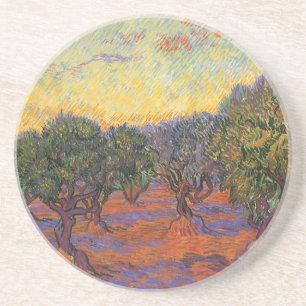 Vincent van Gogh - Olivenhain, orangefarbener Himm Sandstein Untersetzer