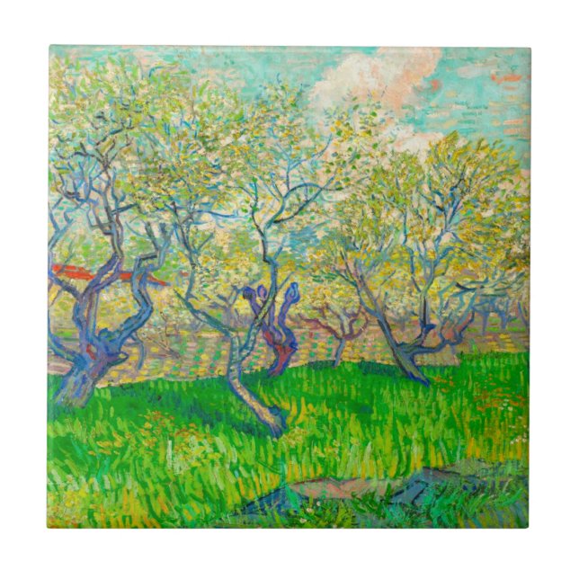 Vincent van Gogh Orchard in Blossom Fliese (Vorderseite)