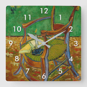 Vincent van Gogh - Paul Gauguins Sessel Quadratische Wanduhr
