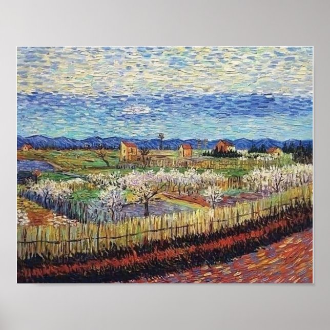 Vincent Van Gogh - Peach Trees in Blossom Kunst, D Poster (Vorne)