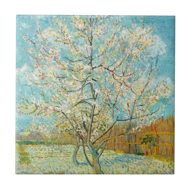 Vincent van Gogh - Pink Peach Tree in Blossom Fliese (Vorderseite)
