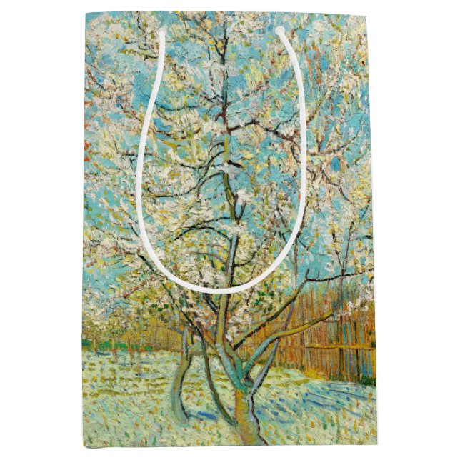 Vincent van Gogh - Pink Peach Tree in Blossom Mittlere Geschenktüte (Vorderseite)