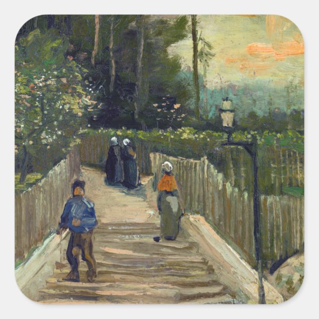 Vincent van Gogh - Piste in Montmartre Quadratischer Aufkleber (Vorderseite)