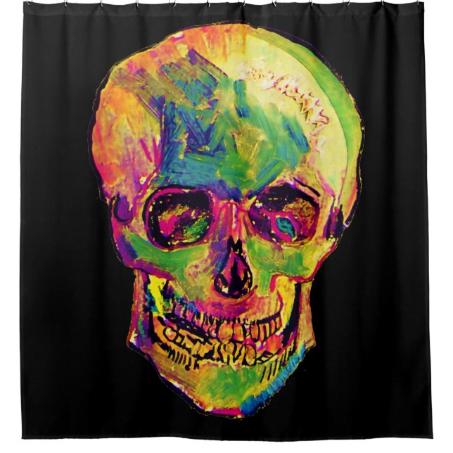 Vincent Van Gogh - Pop Art Halloween Skull Duschvorhang (Vorderseite)