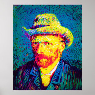 Vincent Van Gogh - Pop Art Self Portrait with Hat Poster