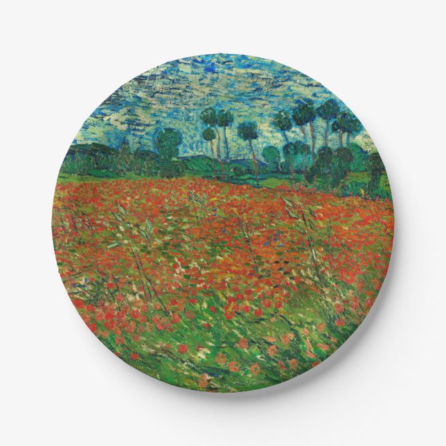 Vincent Van Gogh Poppy Field Vintag Art Pappteller (Vorderseite)