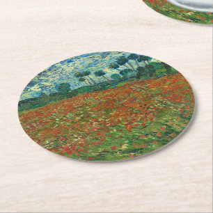 Vincent Van Gogh Poppy Field Vintag Art Runder Pappuntersetzer