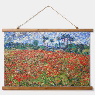 Vincent van Gogh - Poppy Field Wandteppich Mit Holzrahmen