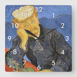 Vincent Van Gogh - Porträt von Dr. Paul Gachet Quadratische Wanduhr