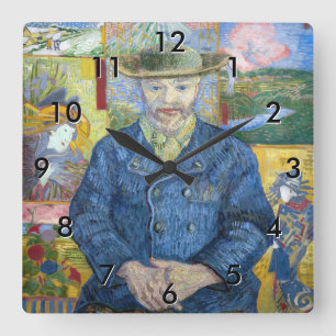Vincent van Gogh - Porträt von Pere Tanguy Quadratische Wanduhr