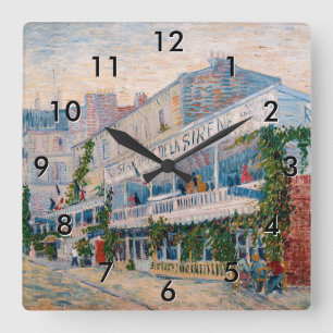 Vincent van Gogh - Restaurant de la Sirene Quadratische Wanduhr