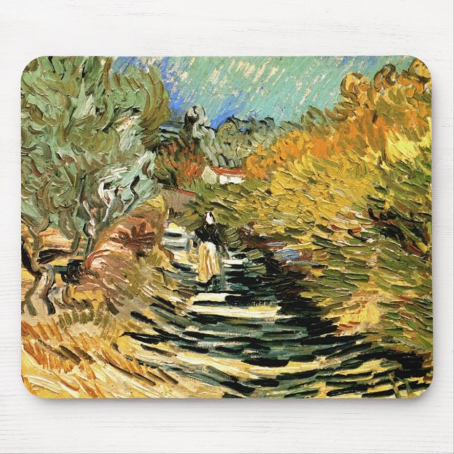 Vincent van Gogh Road bei Saint-Remy, weibliche Ab Mousepad (Vorne)