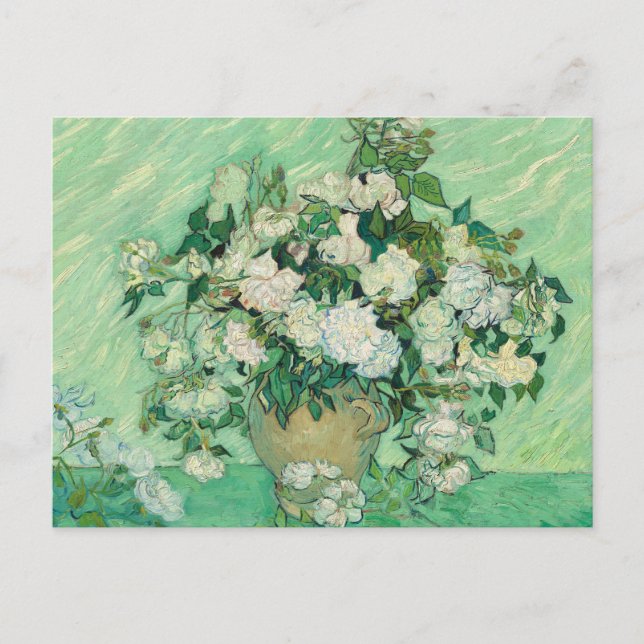 Vincent van Gogh Rose Impressionist Feiertagspostkarte (Vorderseite)