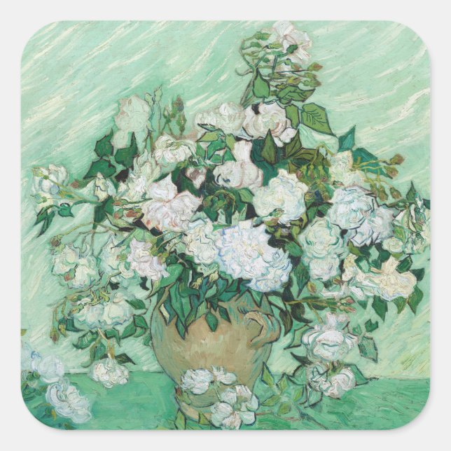 Vincent van Gogh - Rose Quadratischer Aufkleber (Vorderseite)